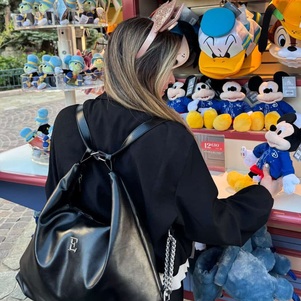 Bolsa-mochila 2 en 1  NEGRO herraje plata