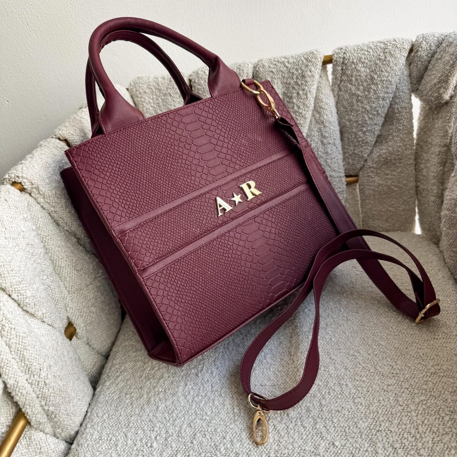 Tote Mediana RG Pitón Burgundy