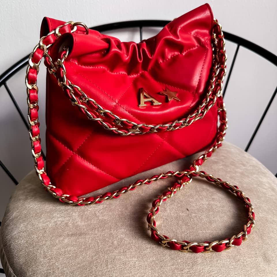 Halo Bag Mini Cadena Oro Color Rojo Ferrari