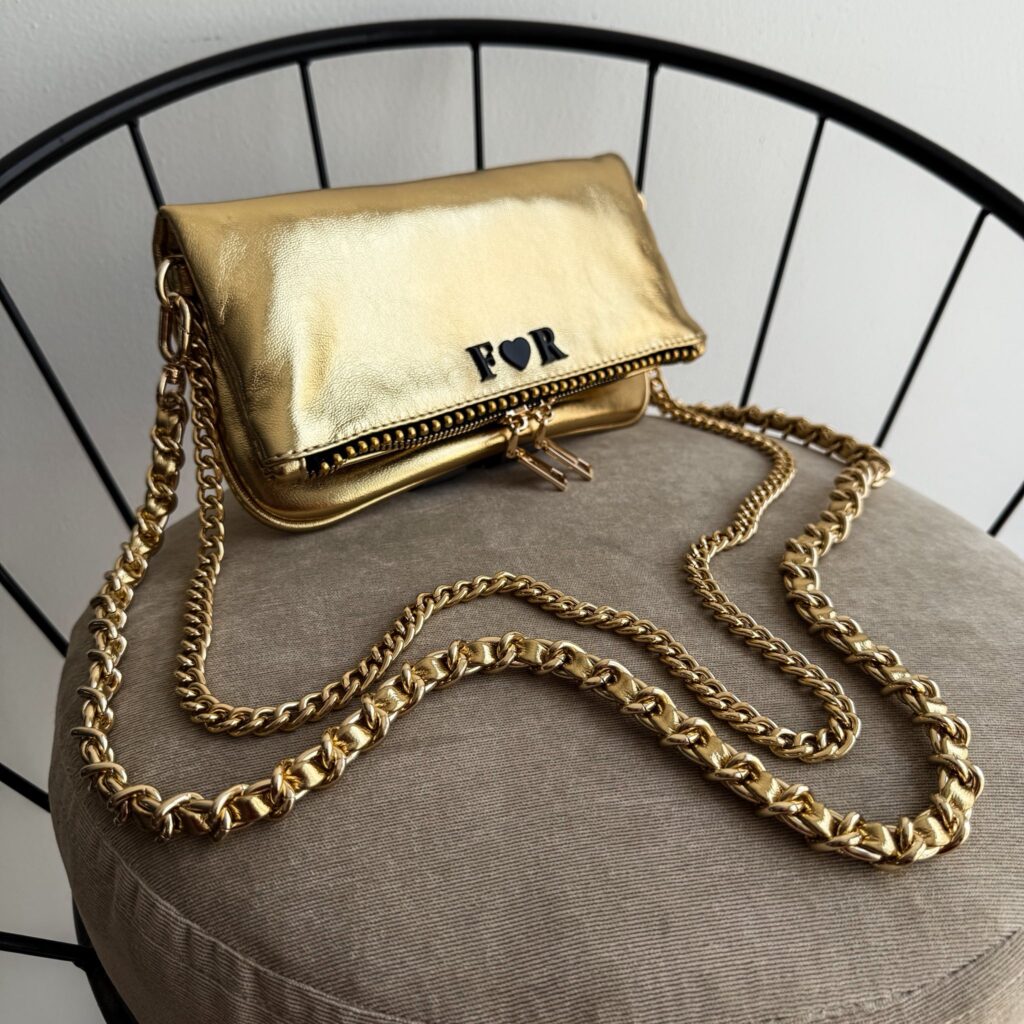 Amora Mini Bag Lingote Herrajes Oro+ Filo De puntos