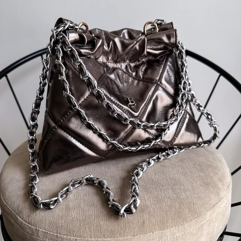 Coco Bag Mini Cadena Plata Color Inox