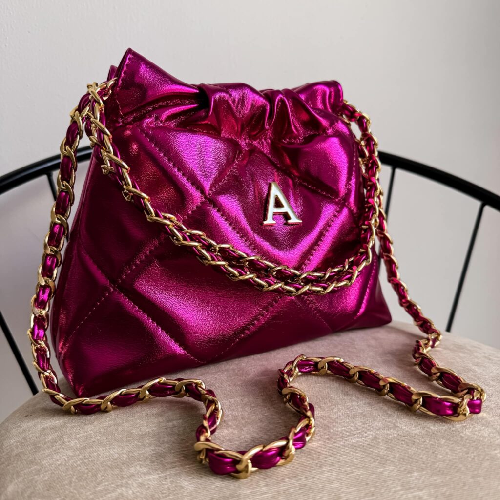 Coco Bag Mini Cadena Oro Color Bugambilia Metálico