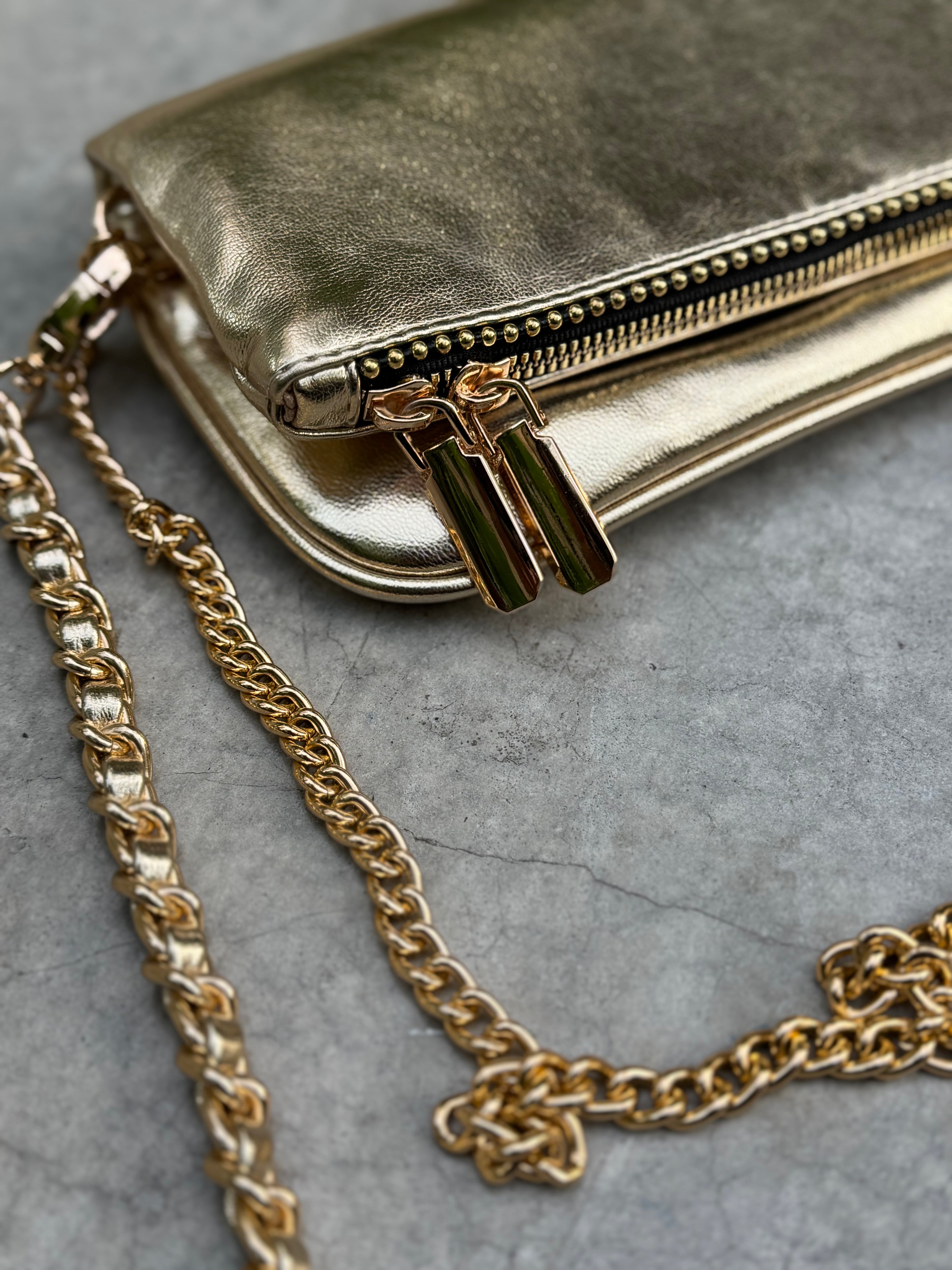 Amora mini bag gold herraje dorado