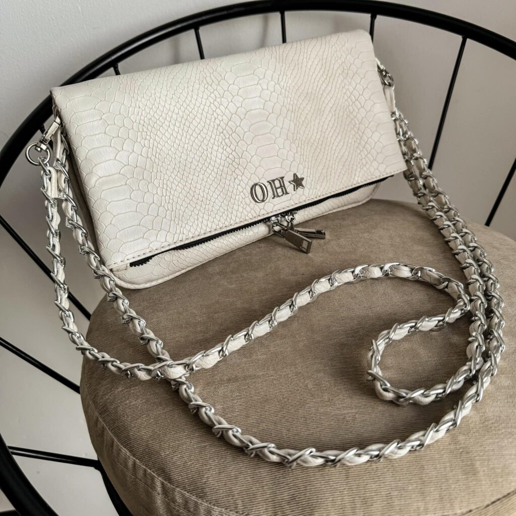 Amora Bag Pitón Crema Herrajes Plata