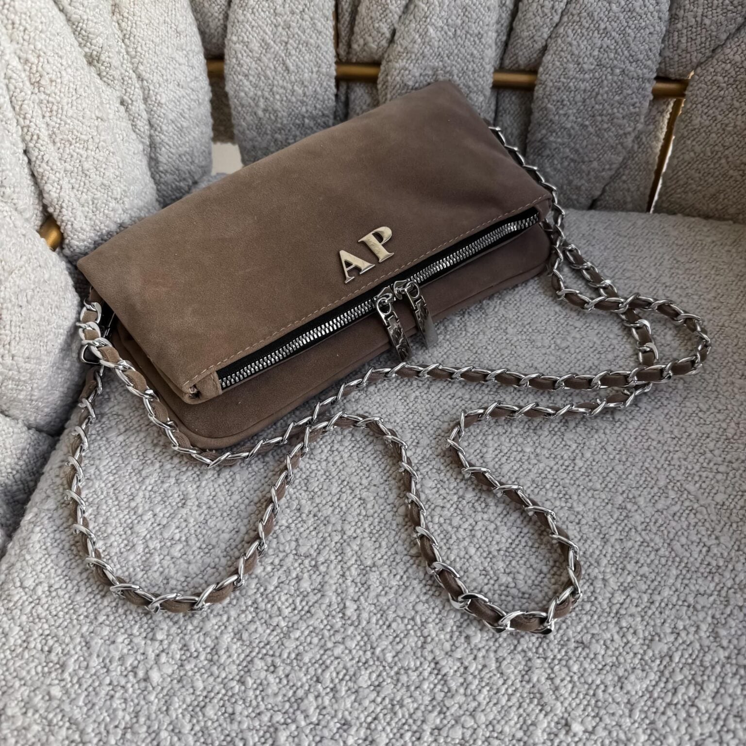 Amora Bag Velvet Topo Herrajes Plata