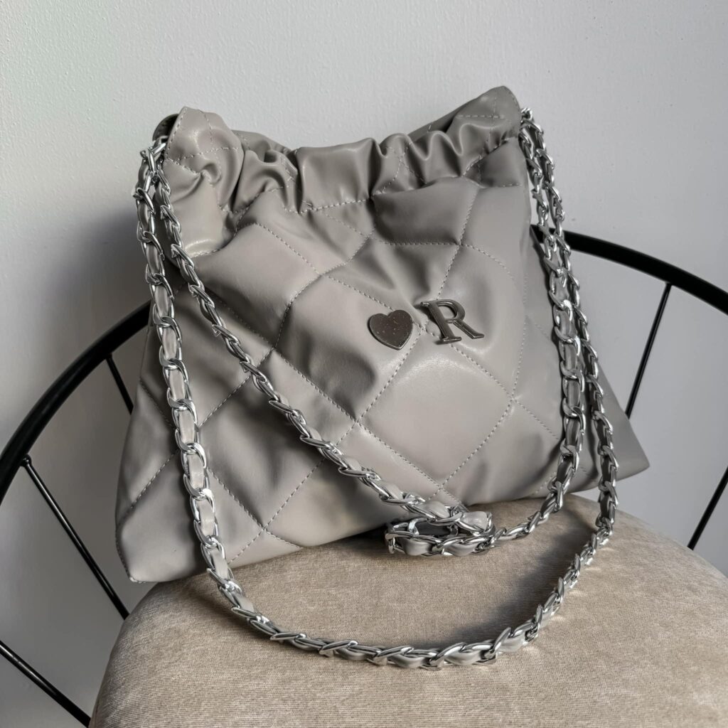 Coco Bag Cadena Plata Color Cemento