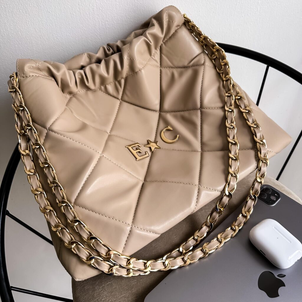 Coco Bag Cadena Oro Color Miga