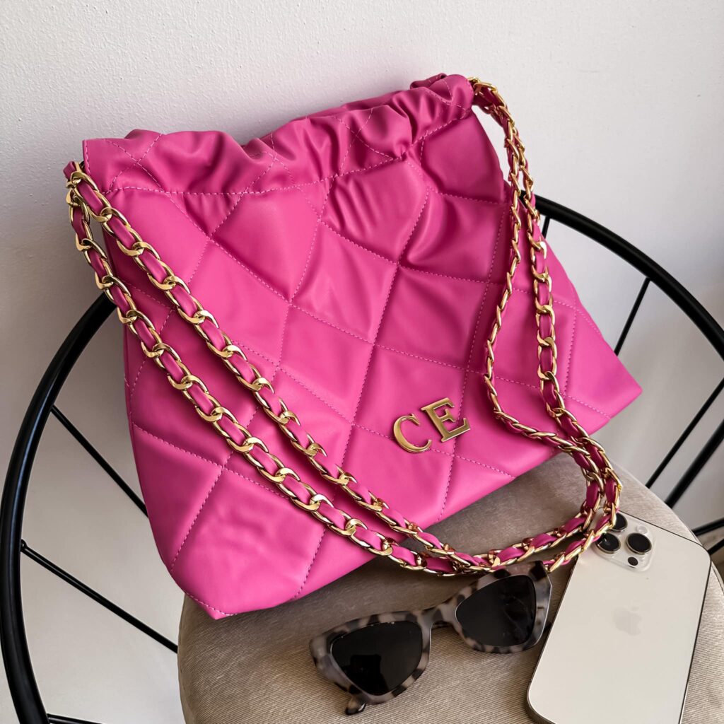 Halo Bag Cadena Oro Color Rosa Pop
