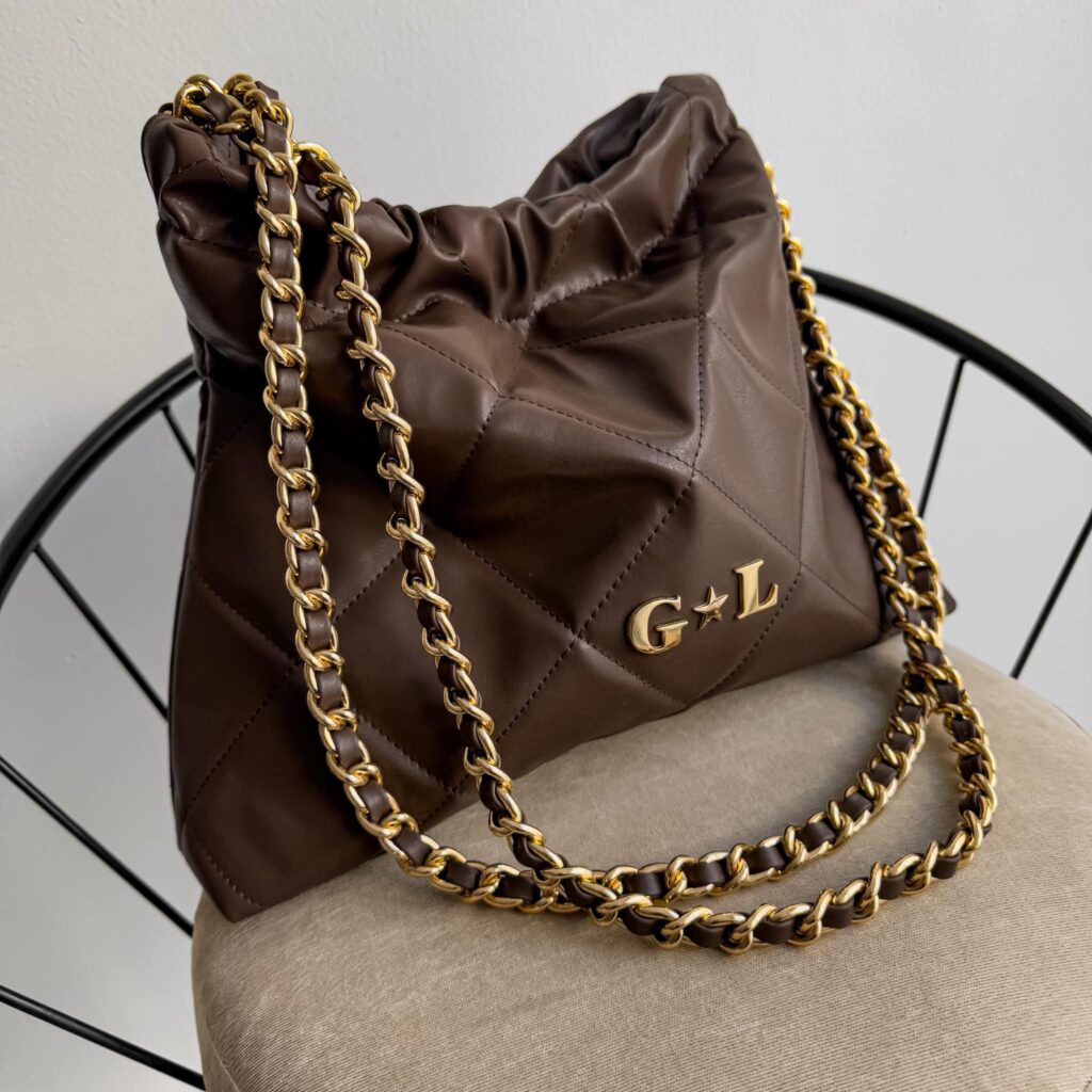 Coco Bag Cadena Oro Color Chocolate