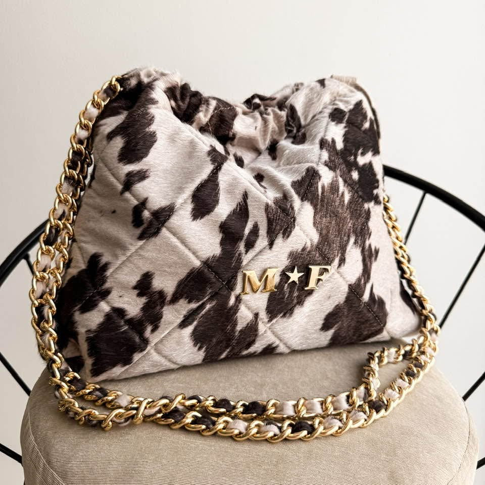 Coco Bag Cadena Oro Color Brown Cow