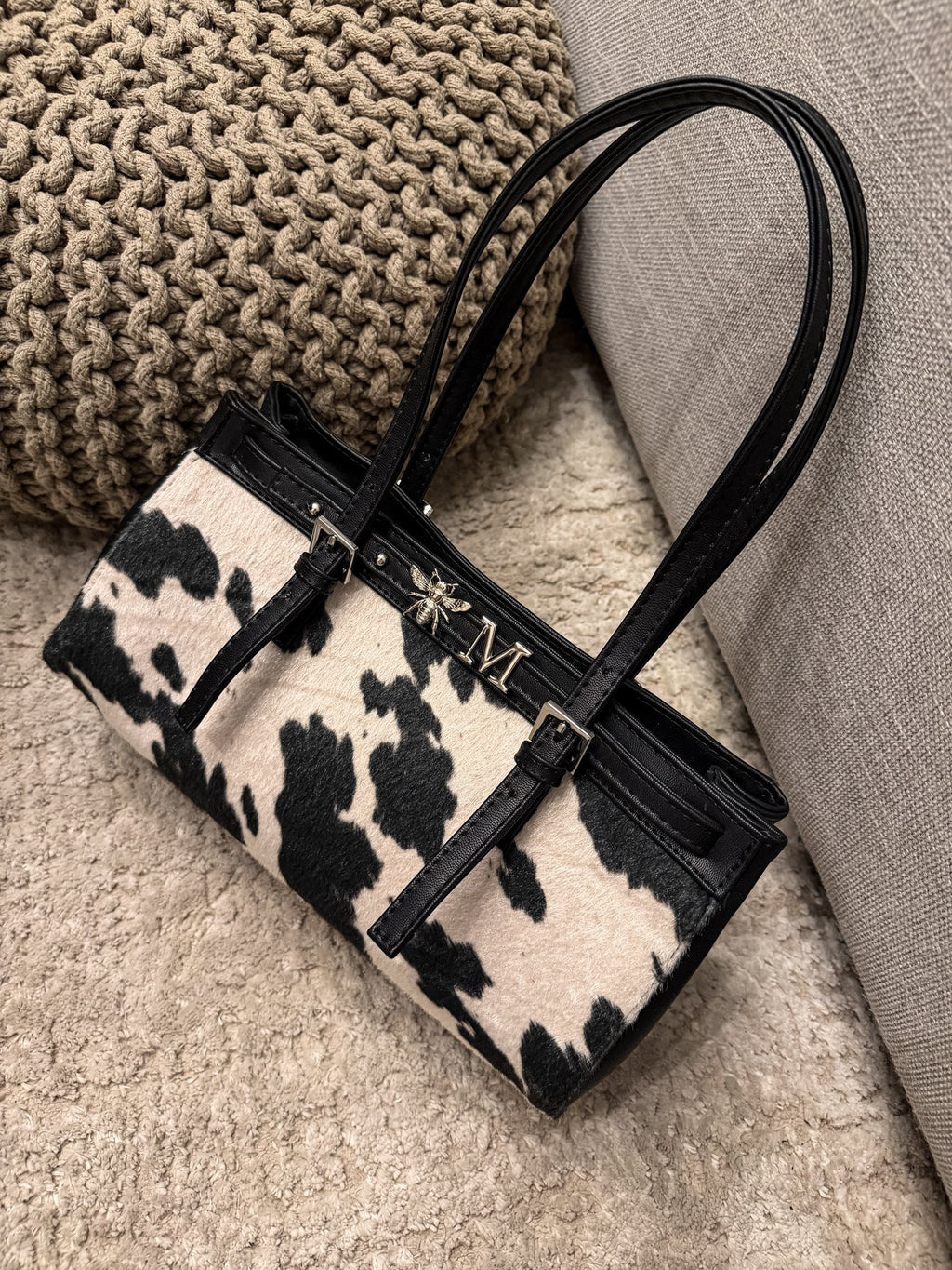 Ava Tote Small Black Cow