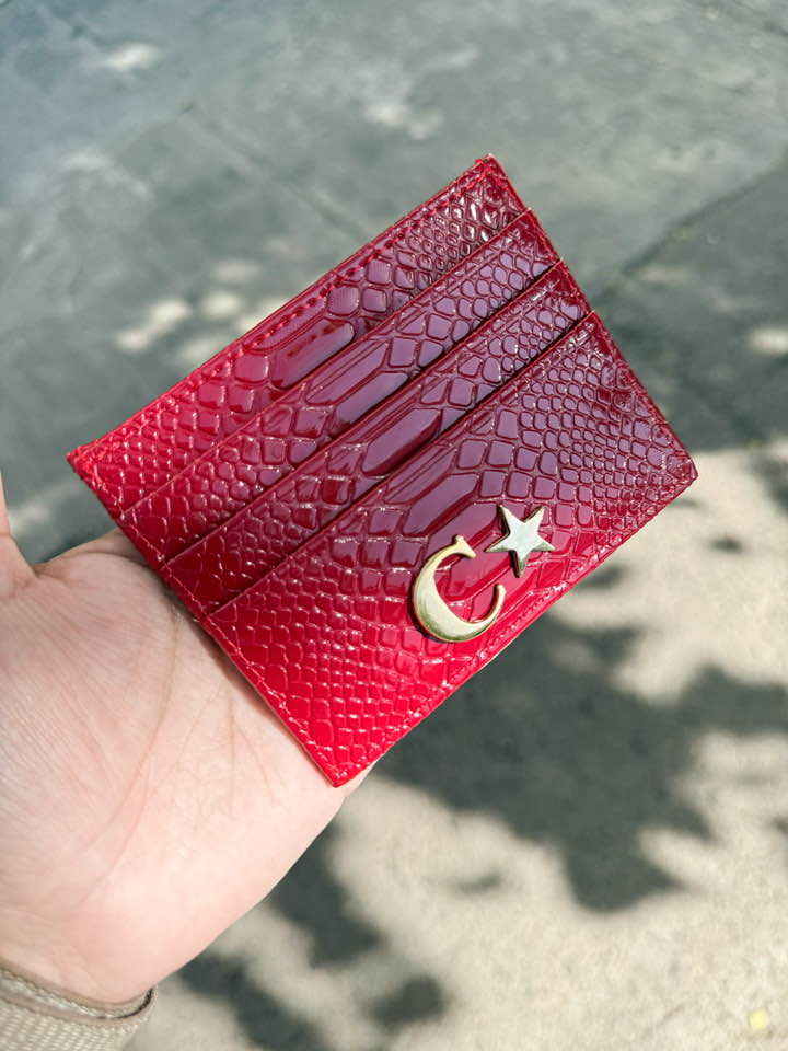 Tarjetero Charol rojo piton