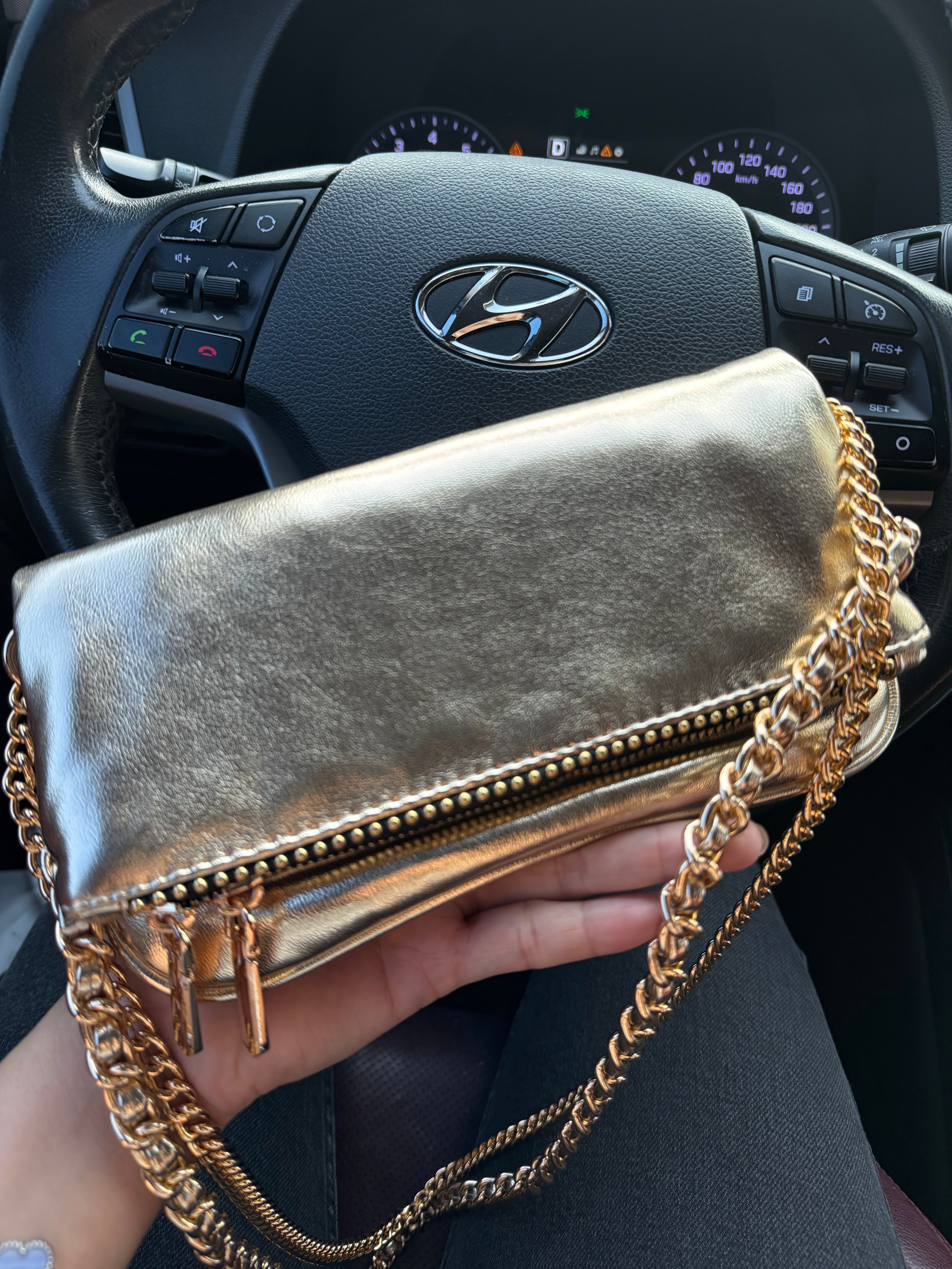 Amora mini bag gold herraje dorado