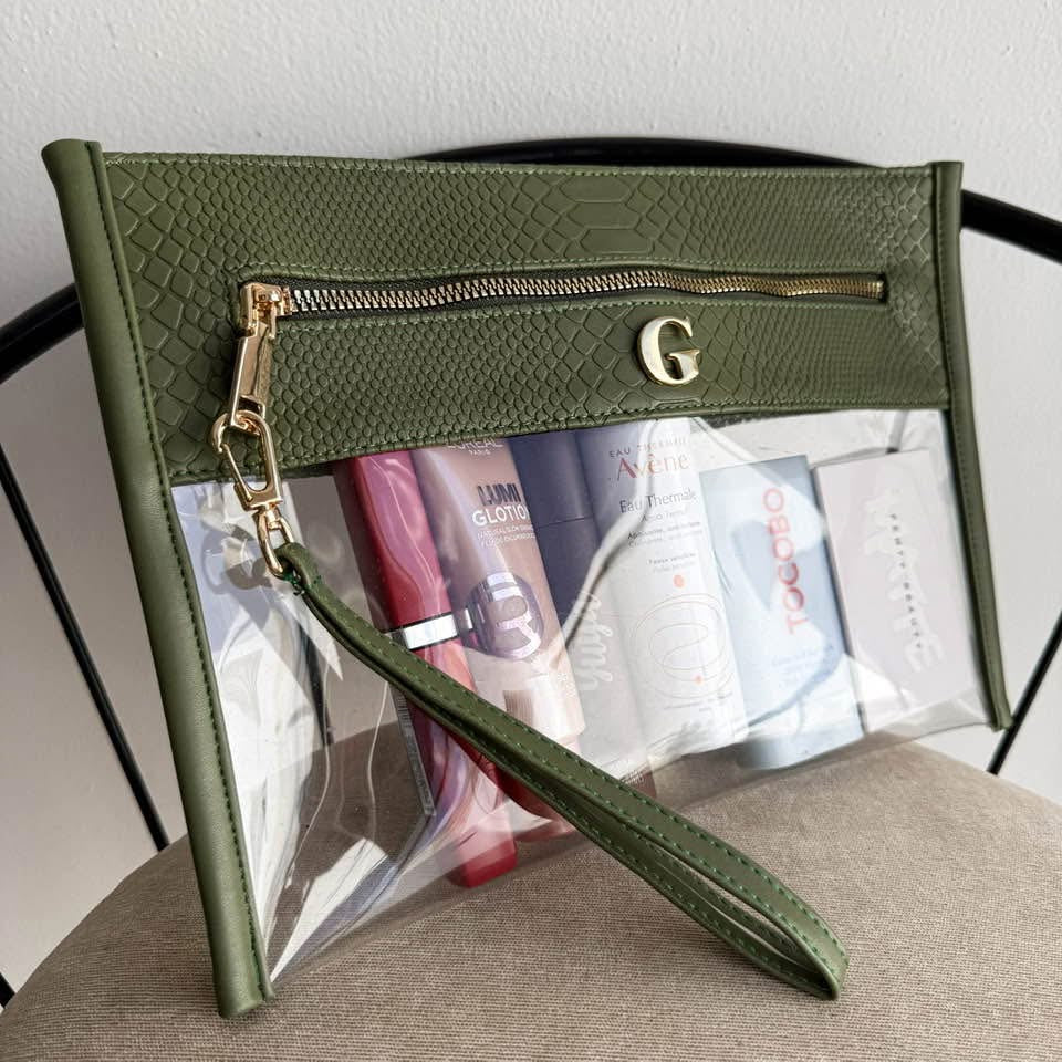 Cosmetiquera Clutch Pitón Selva Cierre Nylon