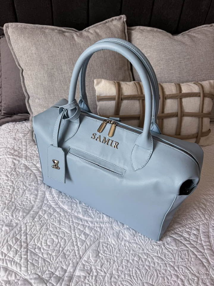Pañalera Baby Bag  blue Herraje plata