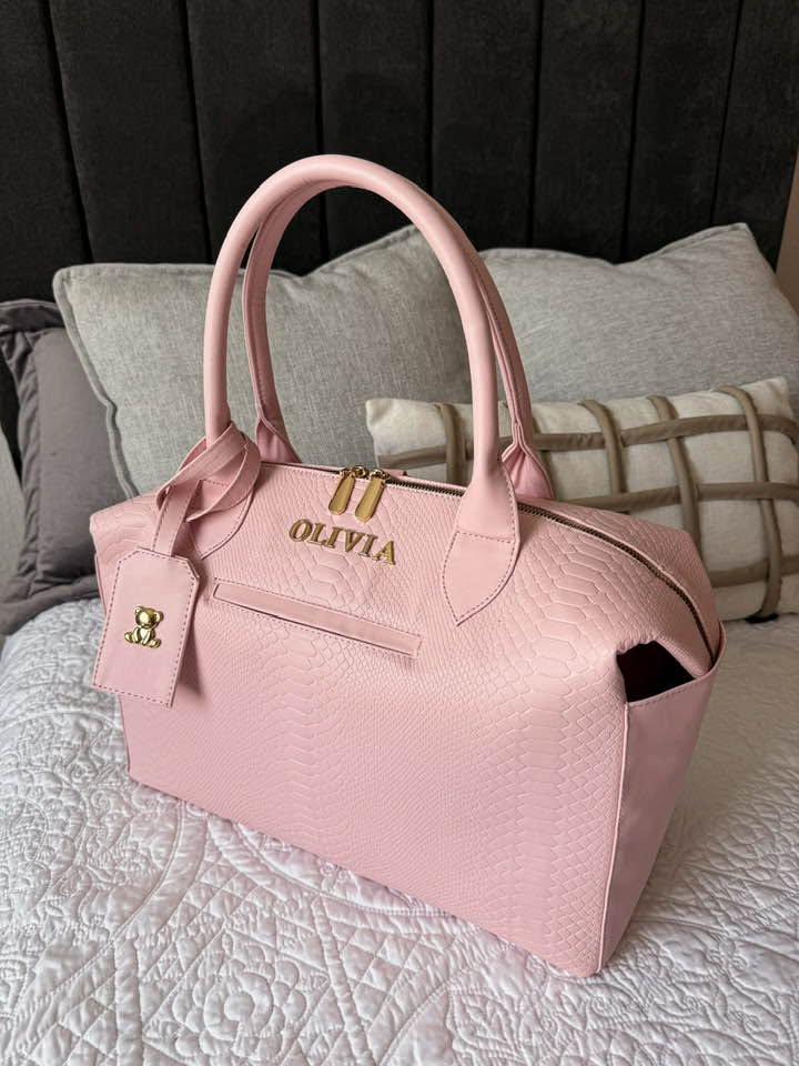 Pañalera Baby Bag Pitón Pétalo Herraje Oro