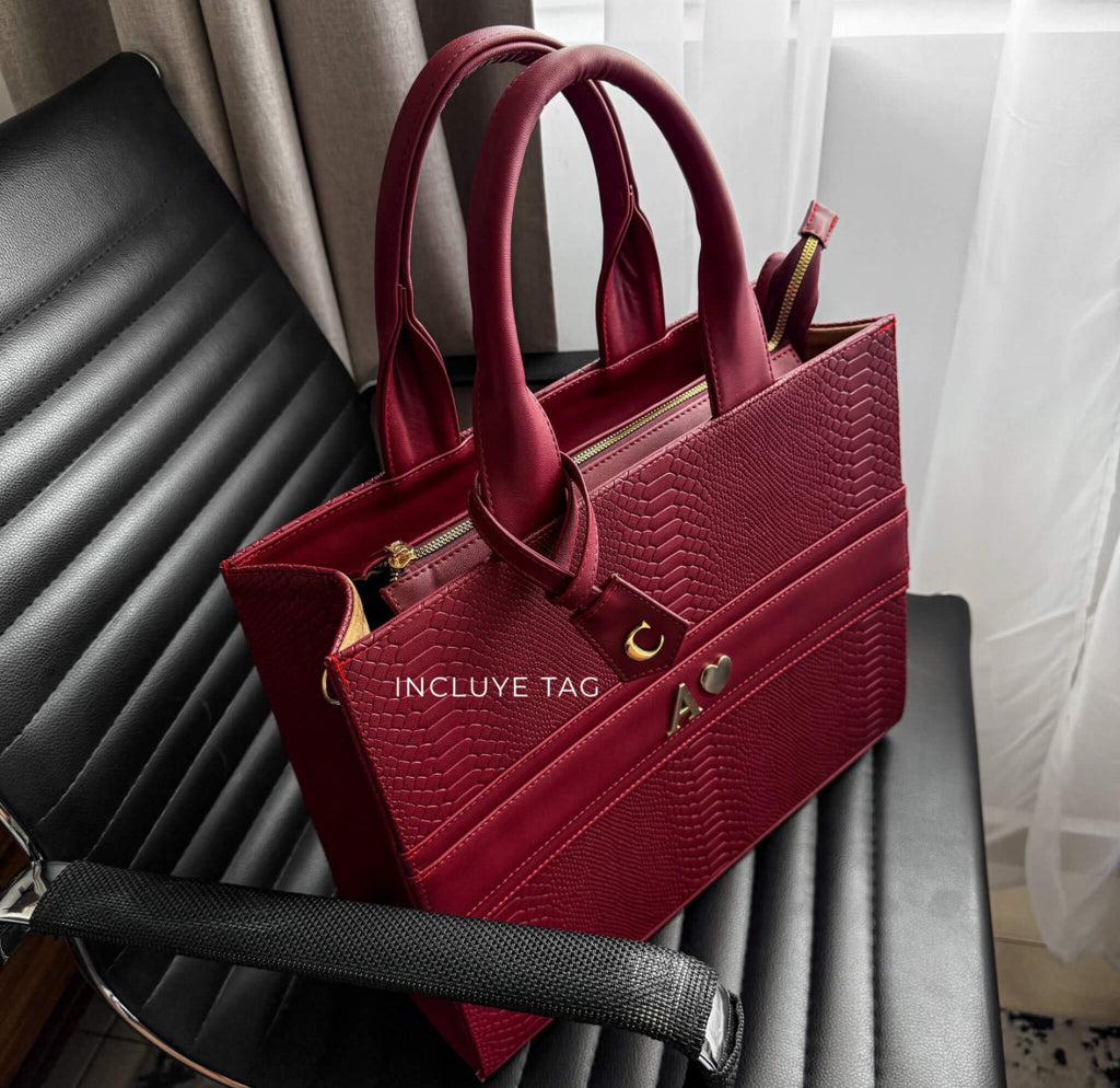 Premium GRANDE  Tote Tinto (Tag Incluido herraje oro