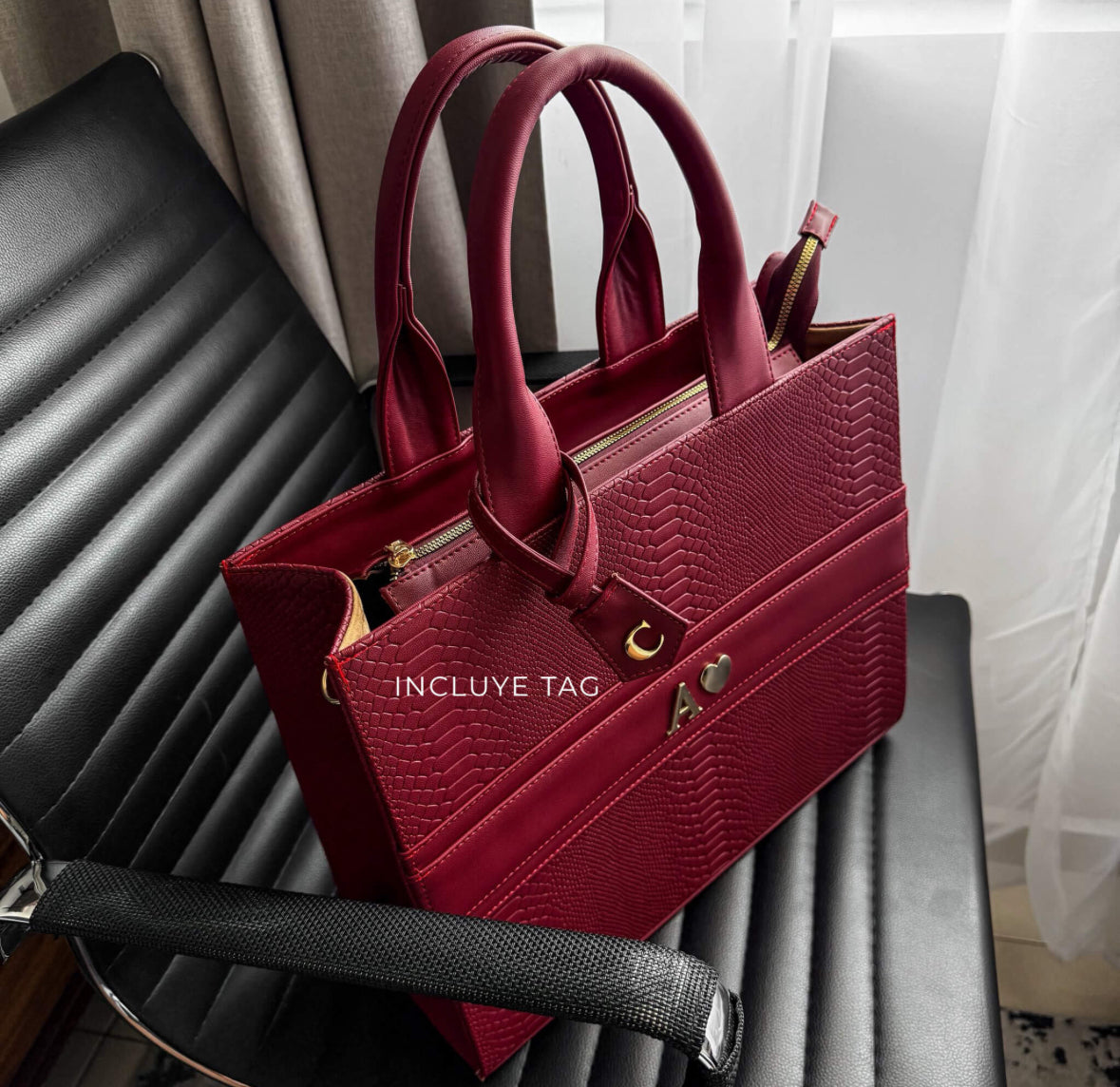 Premium GRANDE  Tote Tinto (Tag Incluido herraje oro