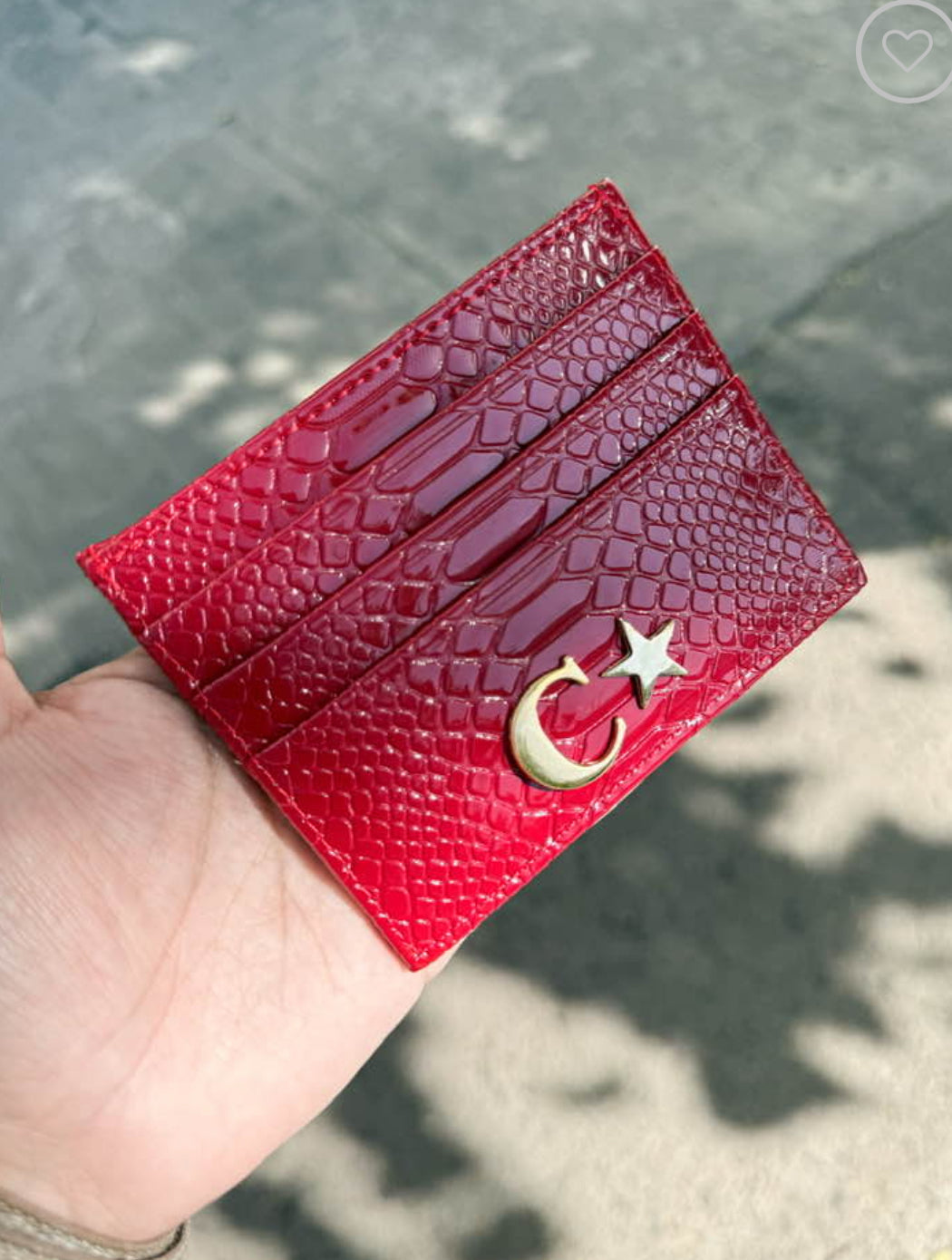 Tarjetero Charol Pitón Rojo