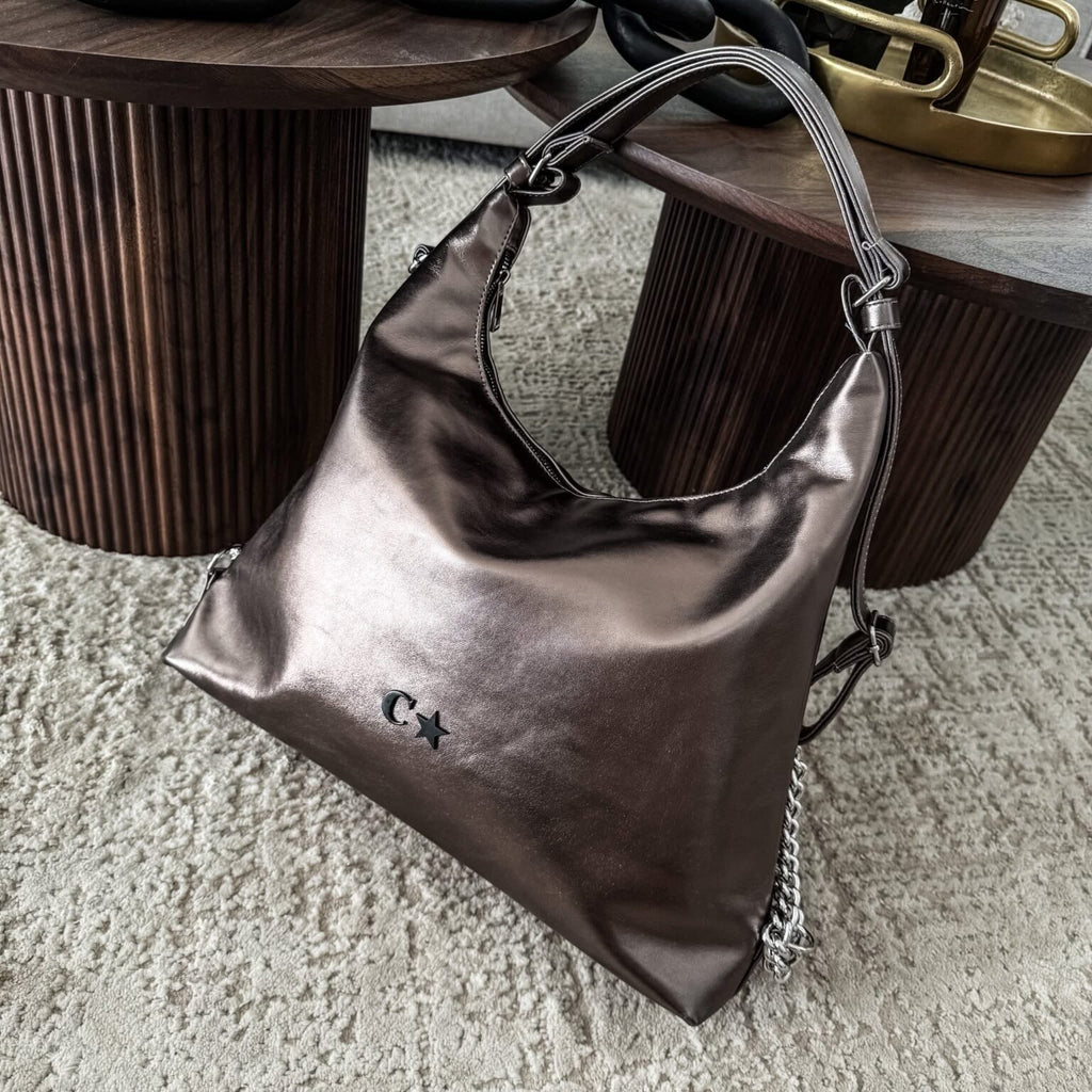 Bolsa-Mochila 2 en 1 inox herraje plata