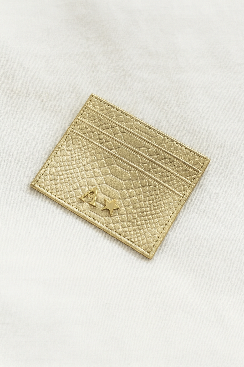 Tarjetero Sintético Grabado Pitón Champagne
