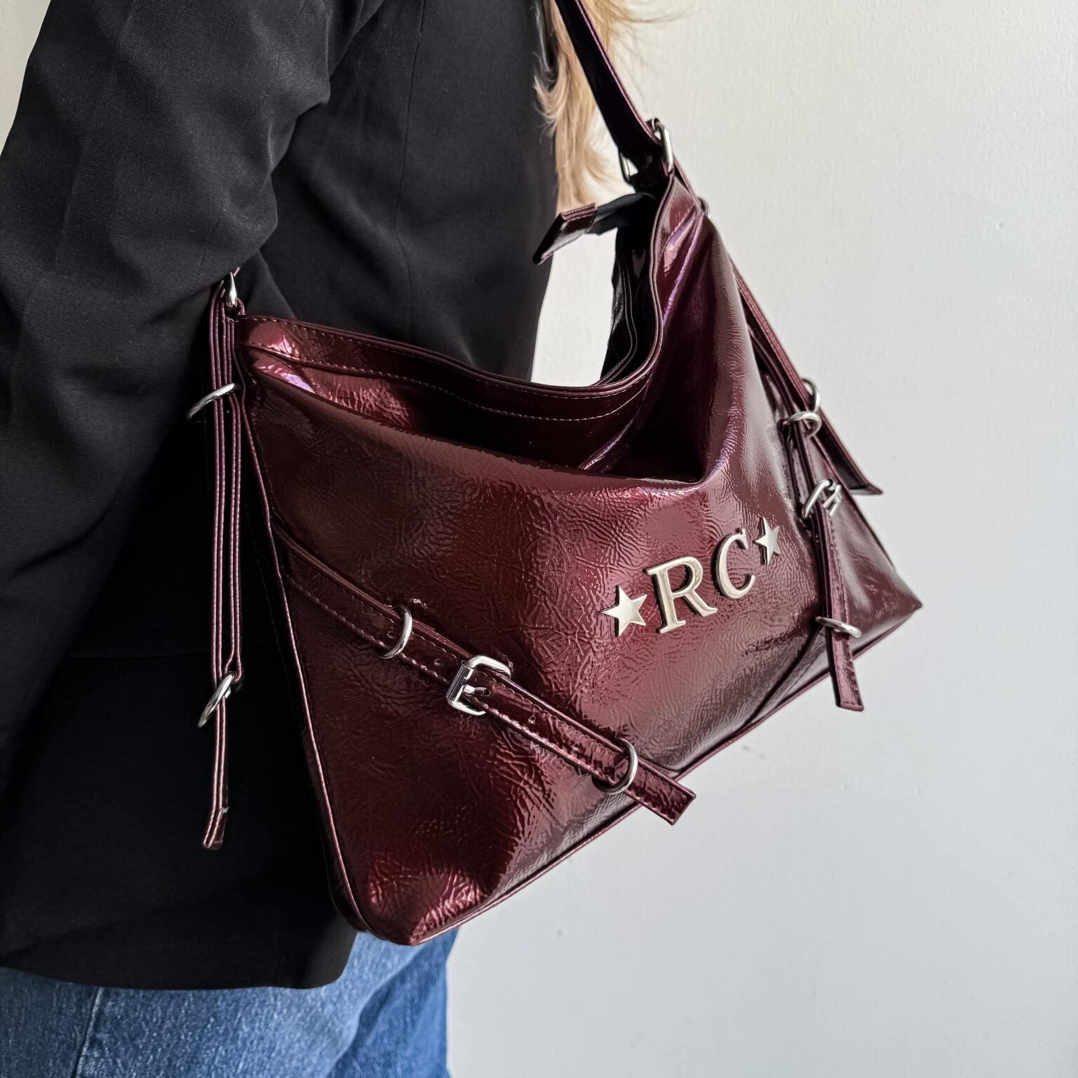 serena Luxe Burgundy Wrinkle Herrajes Plata