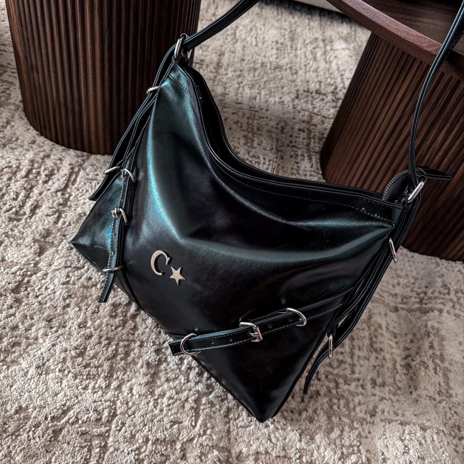 serena Luxe Deep Green Metálico Herrajes Plata