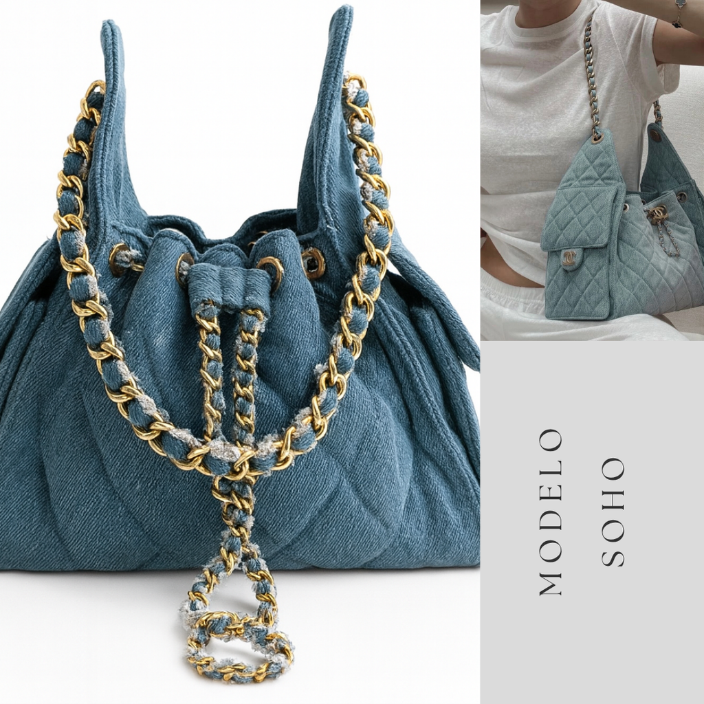 Soho 25 Small denim Herraje oro