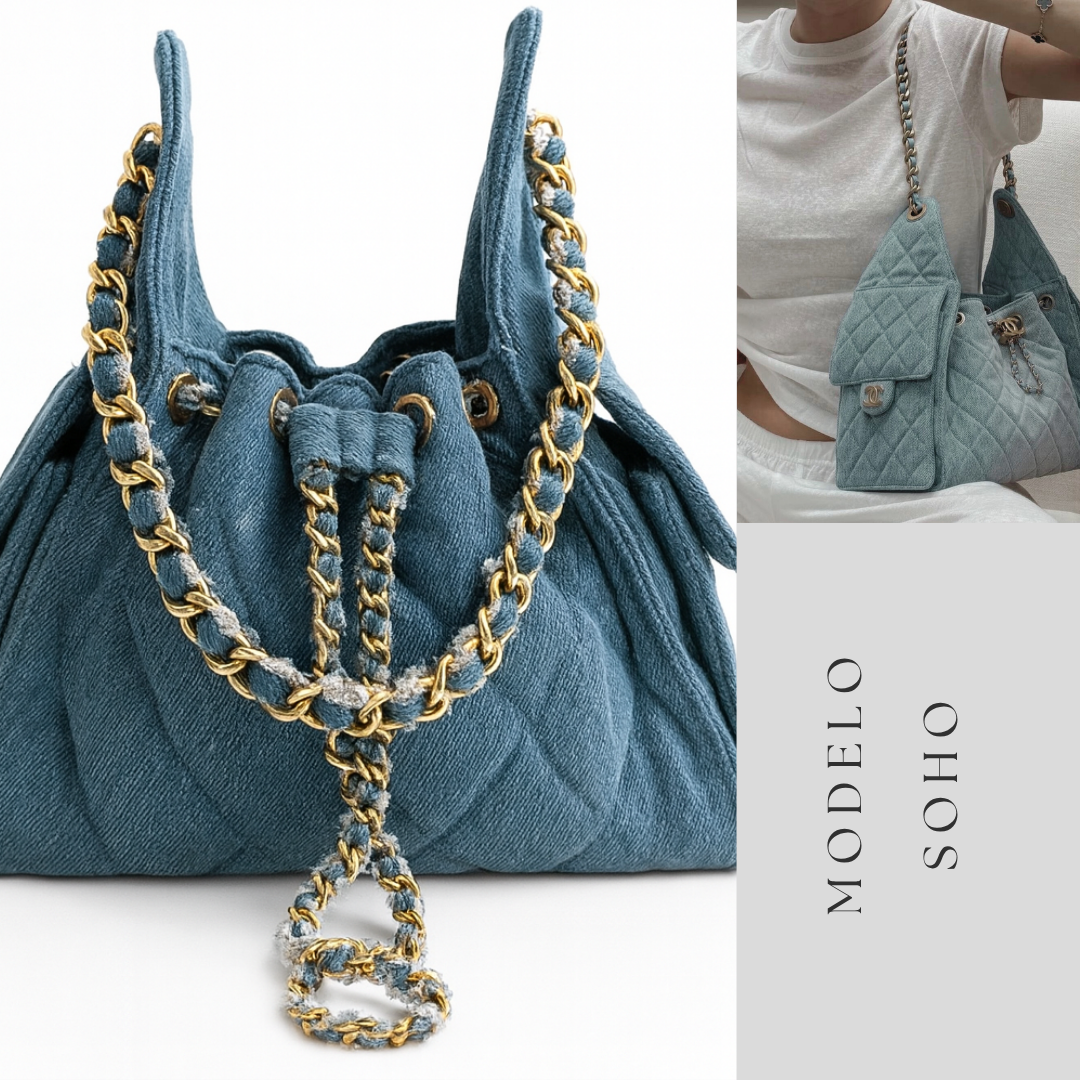 Soho 25 Small denim Herraje oro